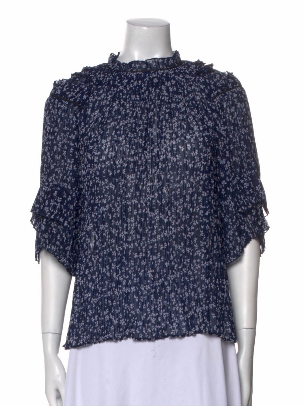 Saloni Blue Floral Blouse Top sz 6